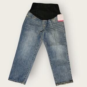 Isabel Maternity Jeans Women's Sz 8 Cropped Stretch Straight Crossover Panel